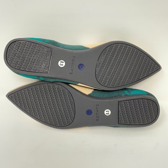 Rothy's Moroccan Ikat Flat Shoes Blue Teal Knit Geometric Pointed Toe Size 8.5 - Picture 5 of 5